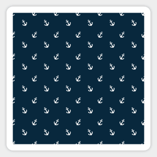 Navy Blue Nautical with White Anchors Magnet